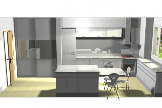 Kuchynská linka biela - vizualizácia